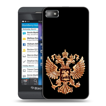 Пластиковый чехол на BlackBerry Z10 с принтом Герб России золотой