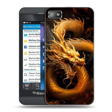 Пластиковый чехол на BlackBerry Z10 с принтом Золотой дракон