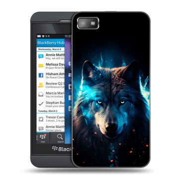 Пластиковый чехол на BlackBerry Z10 с принтом Волк ночной Пластиковый чехол на BlackBerry Z10 с принтом Волк ночной