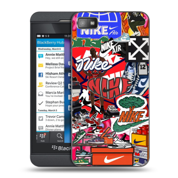 Пластиковый чехол на BlackBerry Z10 с принтом Найк Nike яркий Пластиковый чехол на BlackBerry Z10 с принтом Найк Nike яркий