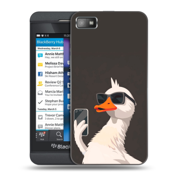 Пластиковый чехол на BlackBerry Z10 с принтом утка в очках Пластиковый чехол на BlackBerry Z10 с принтом утка в очках