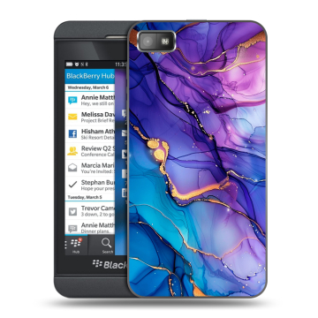 Пластиковый чехол на BlackBerry Z10 с принтом синий мрамор Пластиковый чехол на BlackBerry Z10 с принтом синий мрамор
