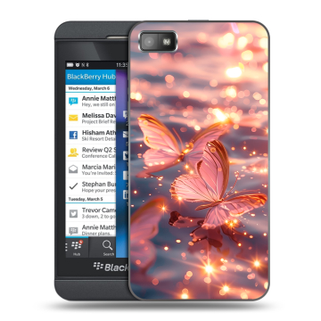 Пластиковый чехол на BlackBerry Z10 с принтом бабочки розовые Пластиковый чехол на BlackBerry Z10 с принтом бабочки розовые