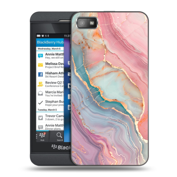 Пластиковый чехол на BlackBerry Z10 с принтом розовый мрамор Пластиковый чехол на BlackBerry Z10 с принтом розовый мрамор
