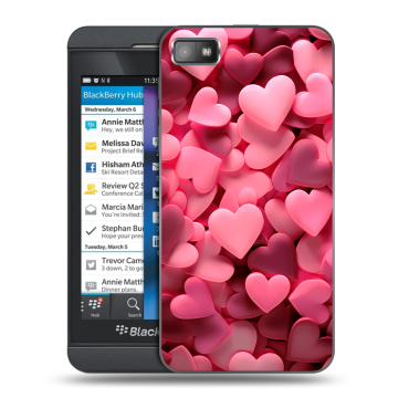 Пластиковый чехол на BlackBerry Z10 с принтом розовые сердечки Пластиковый чехол на BlackBerry Z10 с принтом розовые сердечки