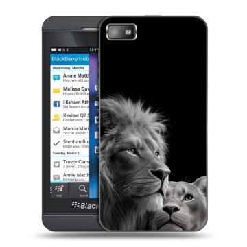 Пластиковый чехол на BlackBerry Z10 с принтом Лев кошки