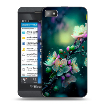 Пластиковый чехол на BlackBerry Z10 с принтом Цветы и мрамор Пластиковый чехол на BlackBerry Z10 с принтом Цветы и мрамор