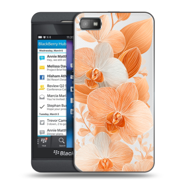 Пластиковый чехол на BlackBerry Z10 с принтом Бежевые цветы