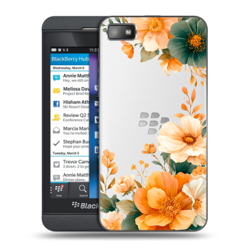 Пластиковый чехол на BlackBerry Z10 с принтом Цветы принт