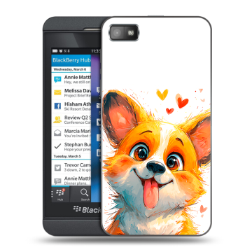 Пластиковый чехол на BlackBerry Z10 с принтом корги Пластиковый чехол на BlackBerry Z10 с принтом корги