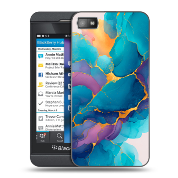 Пластиковый чехол на BlackBerry Z10 с принтом Мрамор блестки