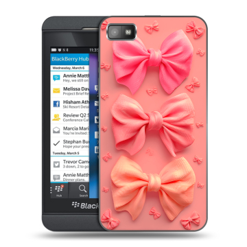 Пластиковый чехол на BlackBerry Z10 с принтом Розовые бантики Пластиковый чехол на BlackBerry Z10 с принтом Розовые бантики