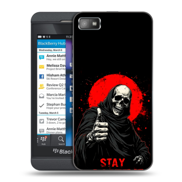 Пластиковый чехол на BlackBerry Z10 с принтом смешной скелет