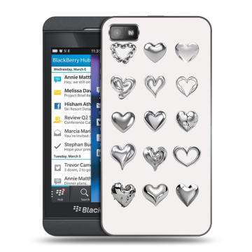 Пластиковый чехол на BlackBerry Z10 с принтом Y2K сердечки Пластиковый чехол на BlackBerry Z10 с принтом Y2K сердечки