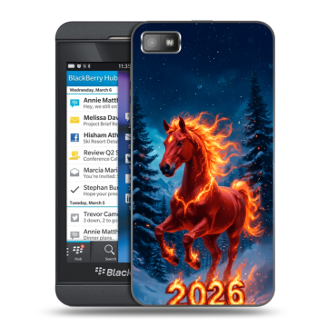 Пластиковый чехол на BlackBerry Z10 с принтом Новый год коня