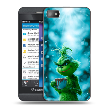 Пластиковый чехол на BlackBerry Z10 с принтом Новый год гринч