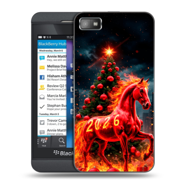 Пластиковый чехол на BlackBerry Z10 с принтом Новый год