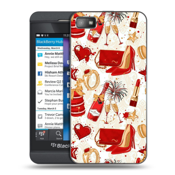 Пластиковый чехол на BlackBerry Z10 с принтом Новый год