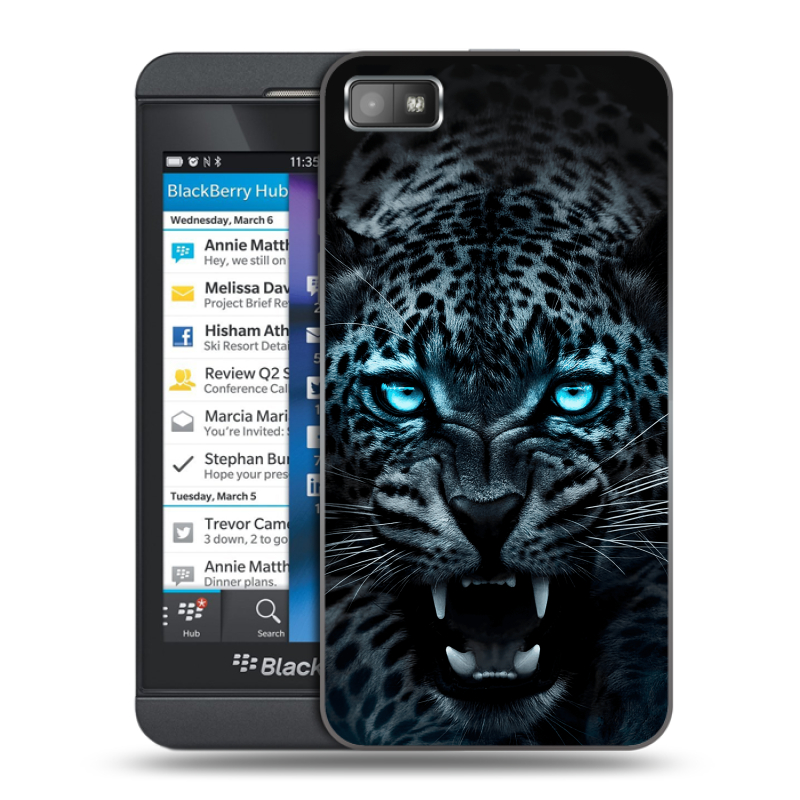 Пластиковый чехол на BlackBerry Z10 с принтом Темный леопард Пластиковый чехол на BlackBerry Z10 с принтом Темный леопард