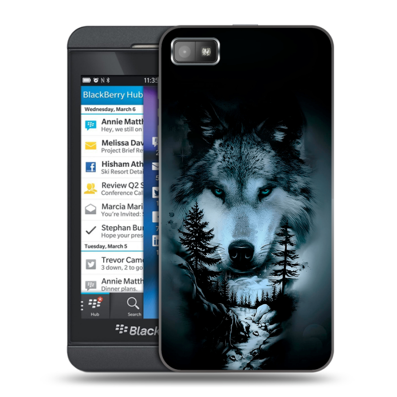 Пластиковый чехол на BlackBerry Z10 с принтом Лесной волк Пластиковый чехол на BlackBerry Z10 с принтом Лесной волк