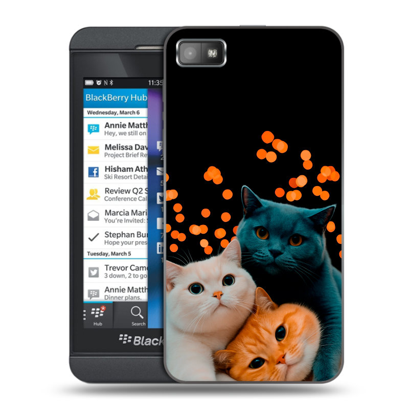 Пластиковый чехол на BlackBerry Z10 с принтом Кошки Пластиковый чехол на BlackBerry Z10 с принтом Кошки