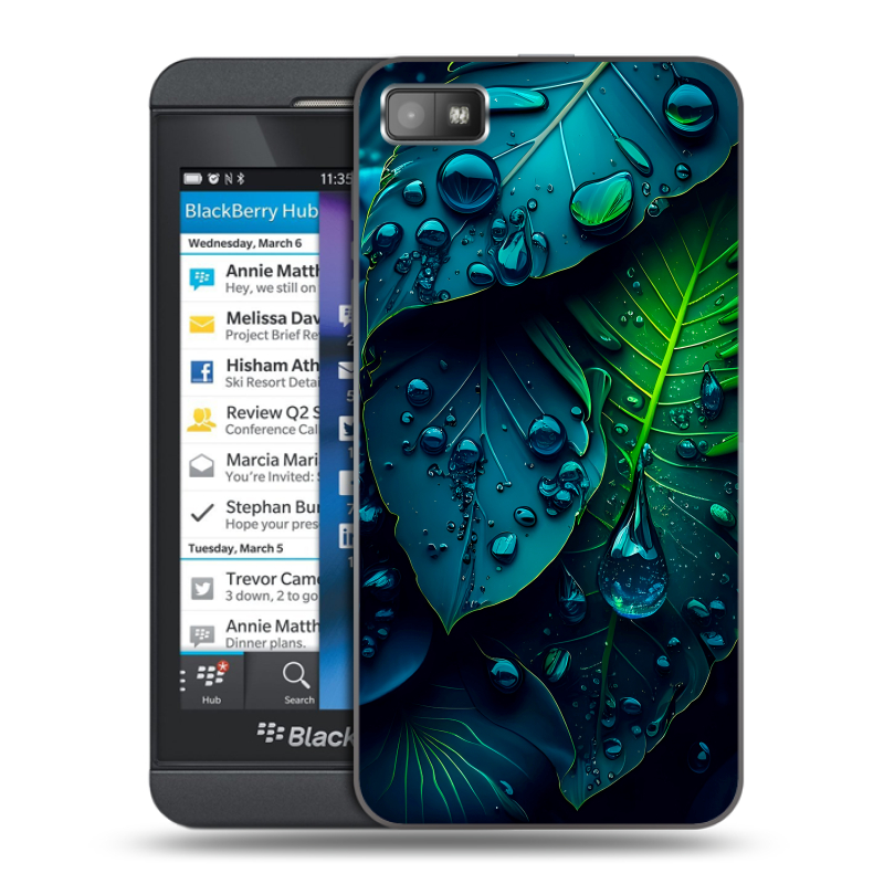 Пластиковый чехол на BlackBerry Z10 с принтом Листья Пластиковый чехол на BlackBerry Z10 с принтом Листья