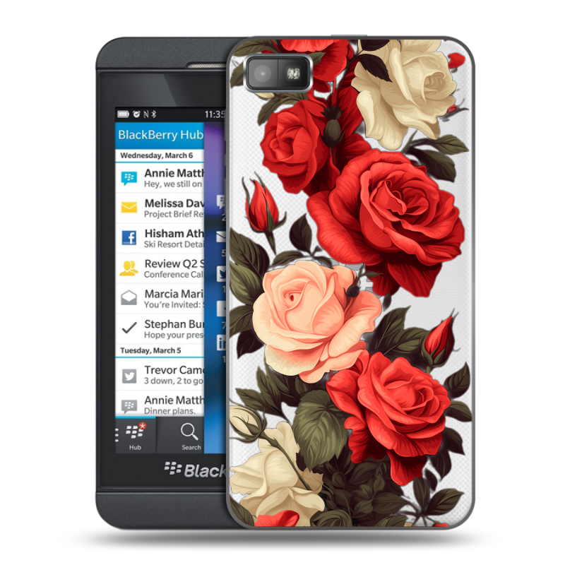 Пластиковый чехол на BlackBerry Z10 с принтом Розы Пластиковый чехол на BlackBerry Z10 с принтом Розы