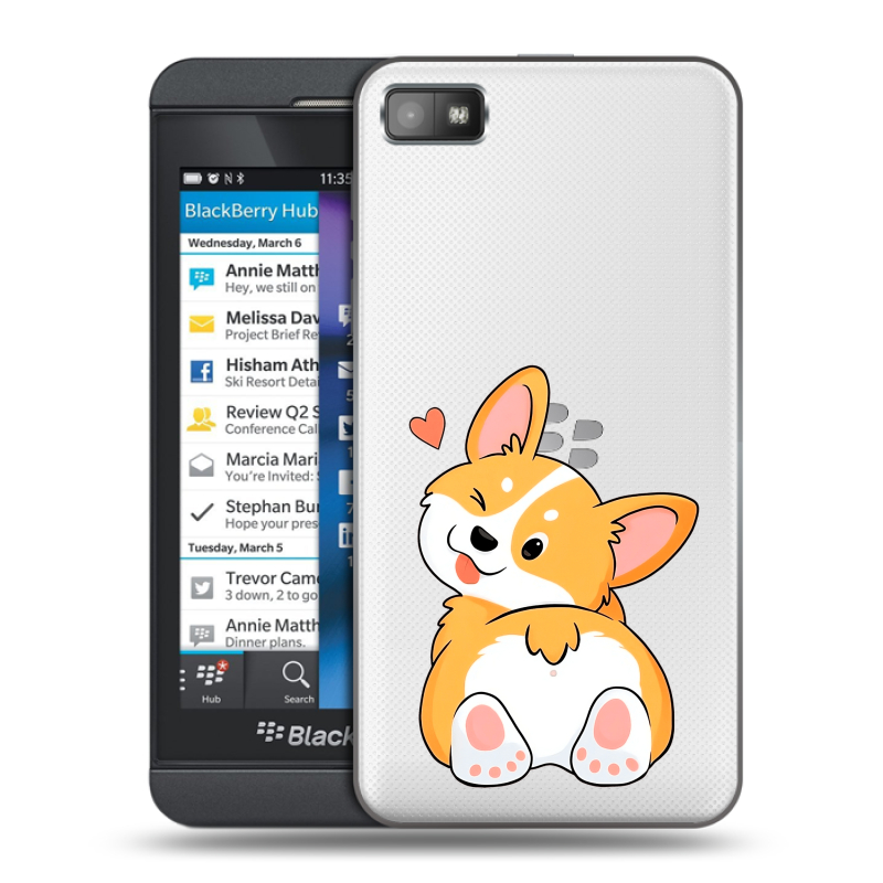 Пластиковый чехол на BlackBerry Z10 с принтом Корги Пластиковый чехол на BlackBerry Z10 с принтом Корги
