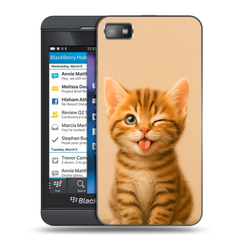 Пластиковый чехол на BlackBerry Z10 с принтом котенок Пластиковый чехол на BlackBerry Z10 с принтом котенок