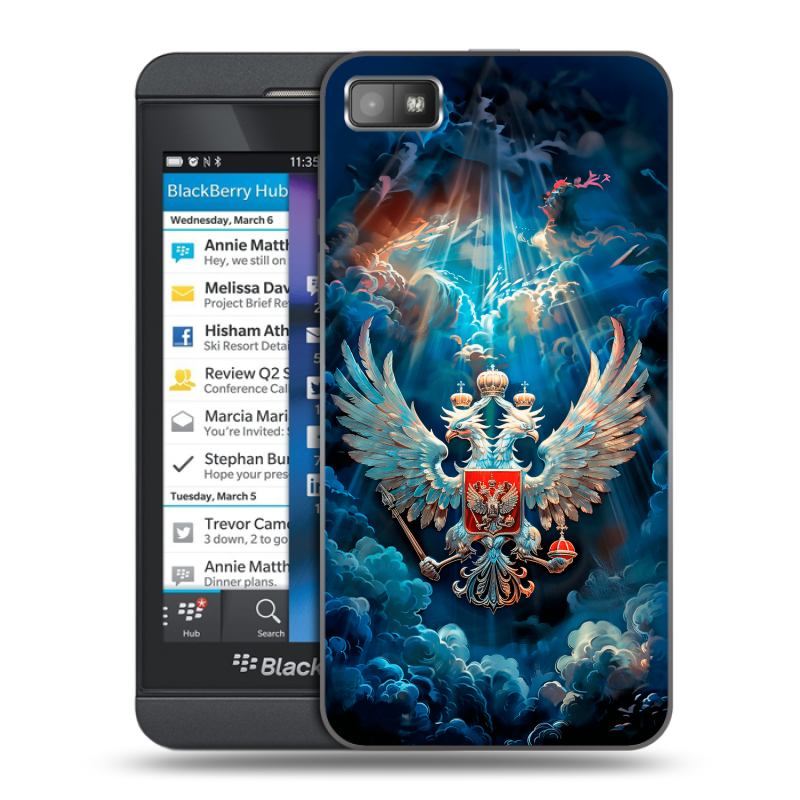 Пластиковый чехол на BlackBerry Z10 с принтом Герб флаг России Пластиковый чехол на BlackBerry Z10 с принтом Герб флаг России