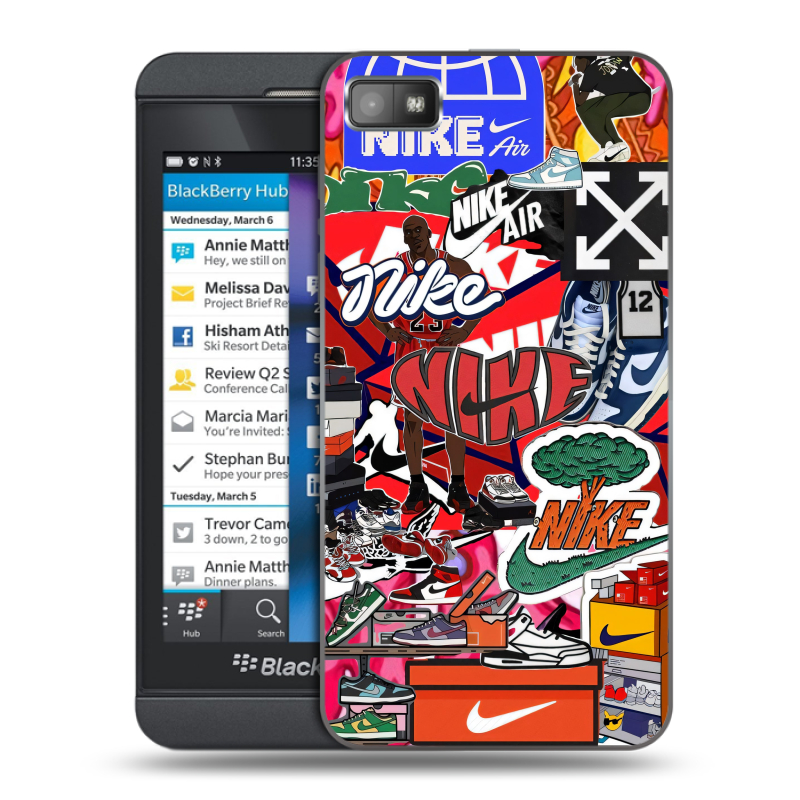 Пластиковый чехол на BlackBerry Z10 с принтом Найк Nike яркий Пластиковый чехол на BlackBerry Z10 с принтом Найк Nike яркий