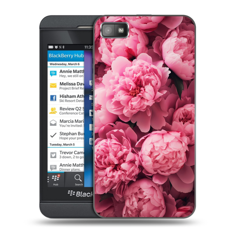 Пластиковый чехол на BlackBerry Z10 с принтом цветы пионы Пластиковый чехол на BlackBerry Z10 с принтом цветы пионы