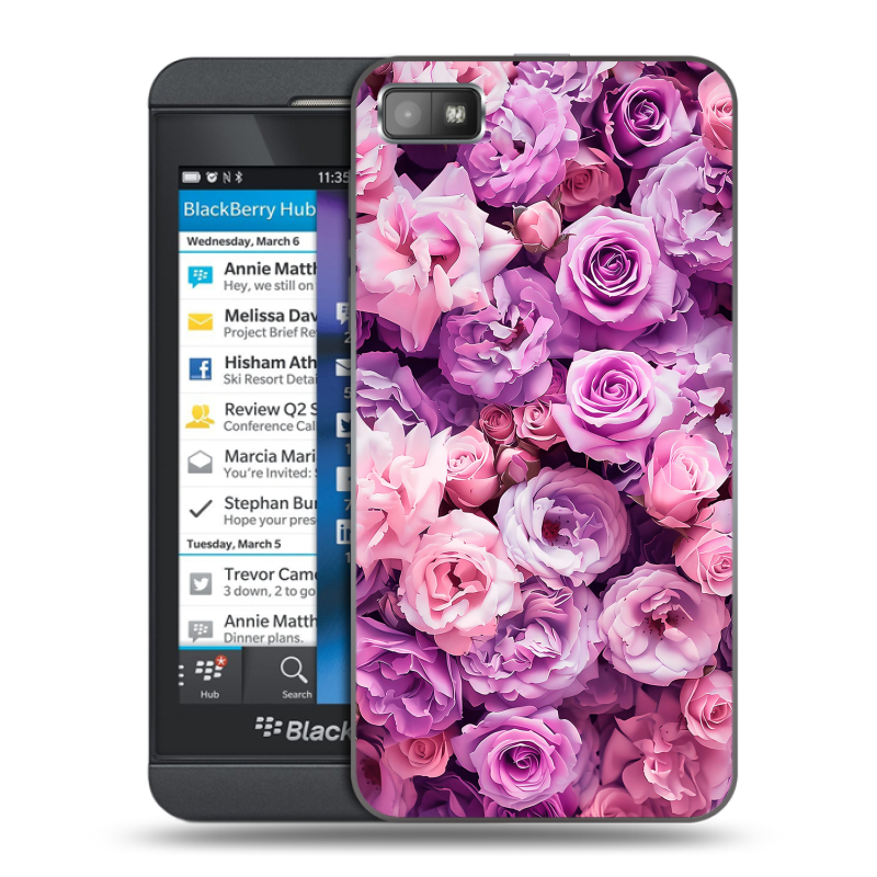 Пластиковый чехол на BlackBerry Z10 с принтом лавандовые розы Пластиковый чехол на BlackBerry Z10 с принтом лавандовые розы