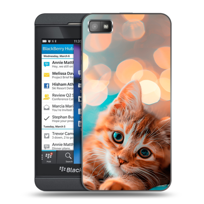 Пластиковый чехол на BlackBerry Z10 с принтом котик Пластиковый чехол на BlackBerry Z10 с принтом котик