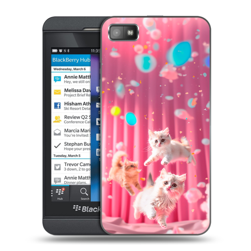 Пластиковый чехол на BlackBerry Z10 с принтом милые котики Пластиковый чехол на BlackBerry Z10 с принтом милые котики