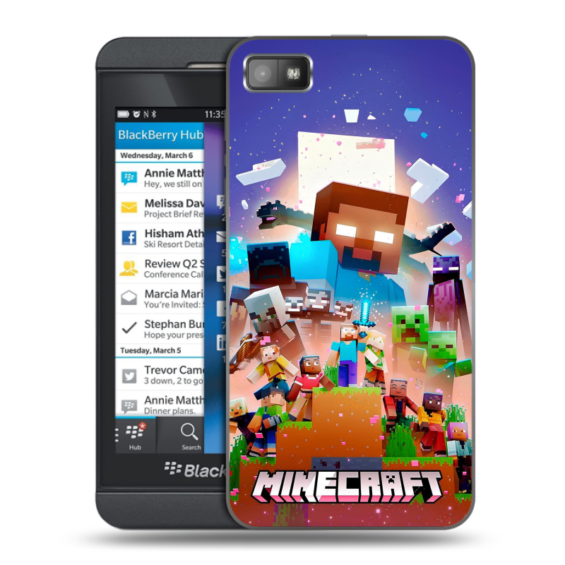 Пластиковый чехол на BlackBerry Z10 с принтом Майнкрафт Minecraft Пластиковый чехол на BlackBerry Z10 с принтом Майнкрафт Minecraft