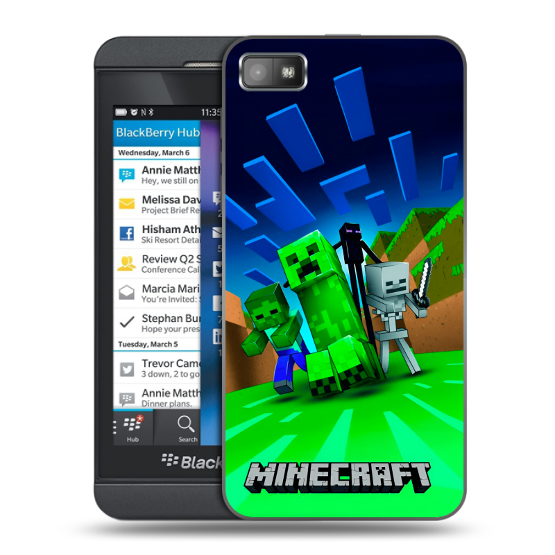 Пластиковый чехол на BlackBerry Z10 с принтом Майнкрафт Пластиковый чехол на BlackBerry Z10 с принтом Майнкрафт
