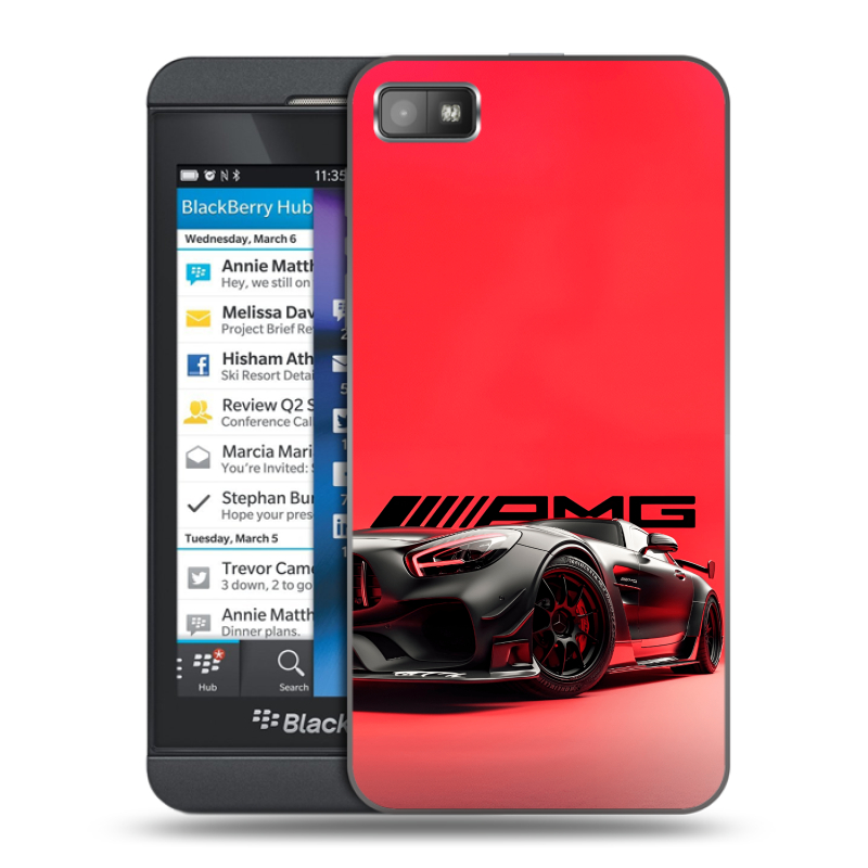 Пластиковый чехол на BlackBerry Z10 с принтом Мерседес Mercedes AMG Пластиковый чехол на BlackBerry Z10 с принтом Мерседес Mercedes AMG