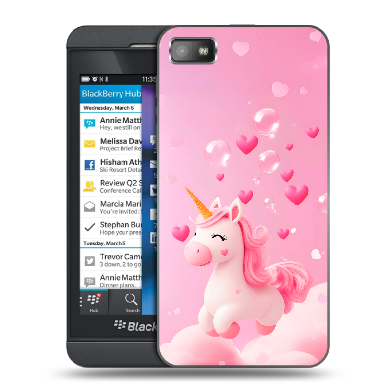 Пластиковый чехол на BlackBerry Z10 с принтом Единорог Пластиковый чехол на BlackBerry Z10 с принтом Единорог