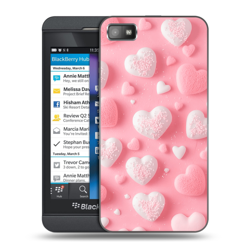 Пластиковый чехол на BlackBerry Z10 с принтом Сердечки Пластиковый чехол на BlackBerry Z10 с принтом Сердечки