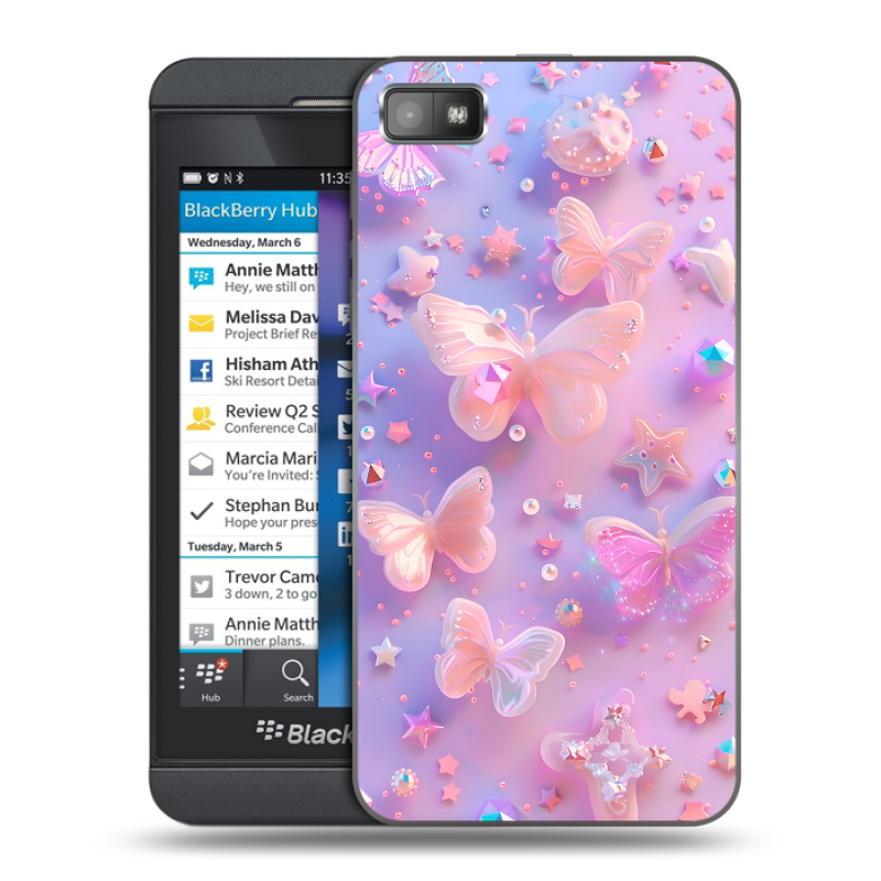 Пластиковый чехол на BlackBerry Z10 с принтом Бабочки Пластиковый чехол на BlackBerry Z10 с принтом Бабочки
