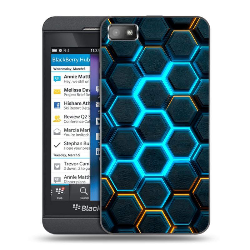 Пластиковый чехол на BlackBerry Z10 с принтом Неоновые соты Пластиковый чехол на BlackBerry Z10 с принтом Неоновые соты