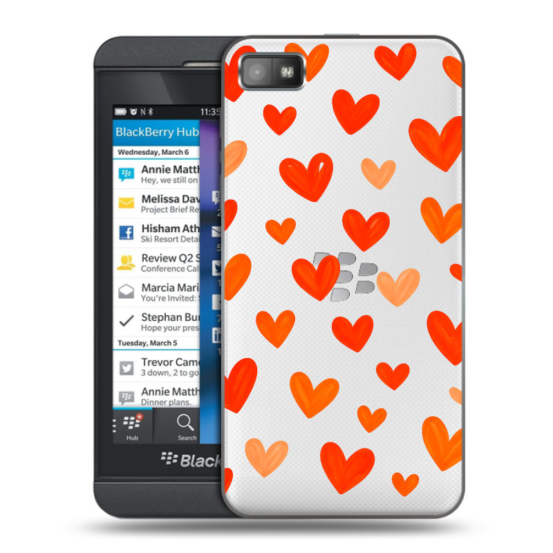 Пластиковый чехол на BlackBerry Z10 с принтом Сердечки Пластиковый чехол на BlackBerry Z10 с принтом Сердечки