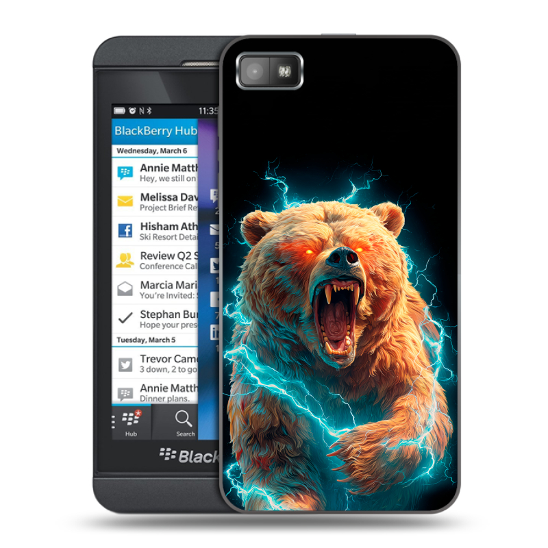 Пластиковый чехол на BlackBerry Z10 с принтом Медведь Пластиковый чехол на BlackBerry Z10 с принтом Медведь