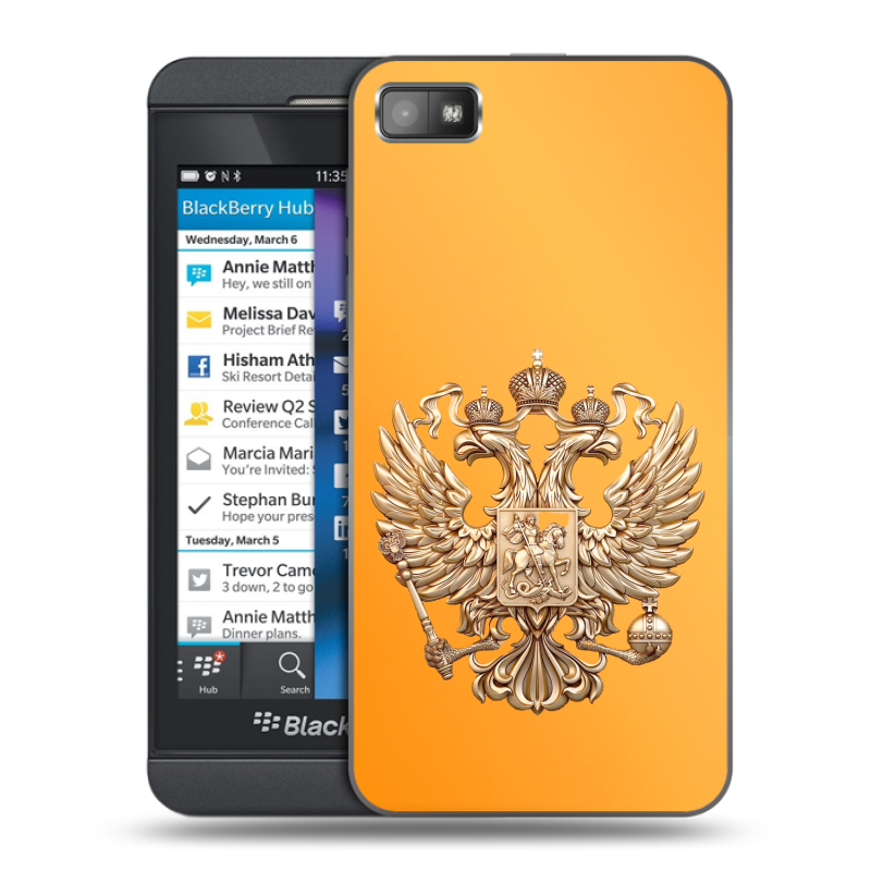 Пластиковый чехол на BlackBerry Z10 с принтом Герб Флаг России Пластиковый чехол на BlackBerry Z10 с принтом Герб Флаг России
