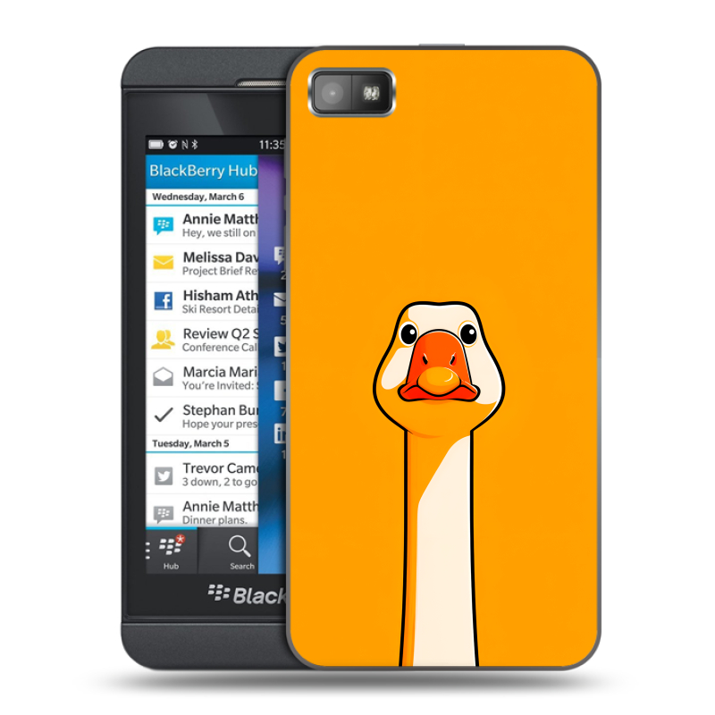Пластиковый чехол на BlackBerry Z10 с принтом Смешная утка Пластиковый чехол на BlackBerry Z10 с принтом Смешная утка