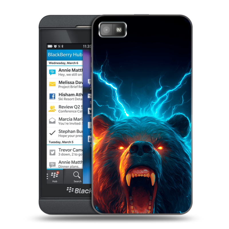 Пластиковый чехол на BlackBerry Z10 с принтом Медведь Пластиковый чехол на BlackBerry Z10 с принтом Медведь