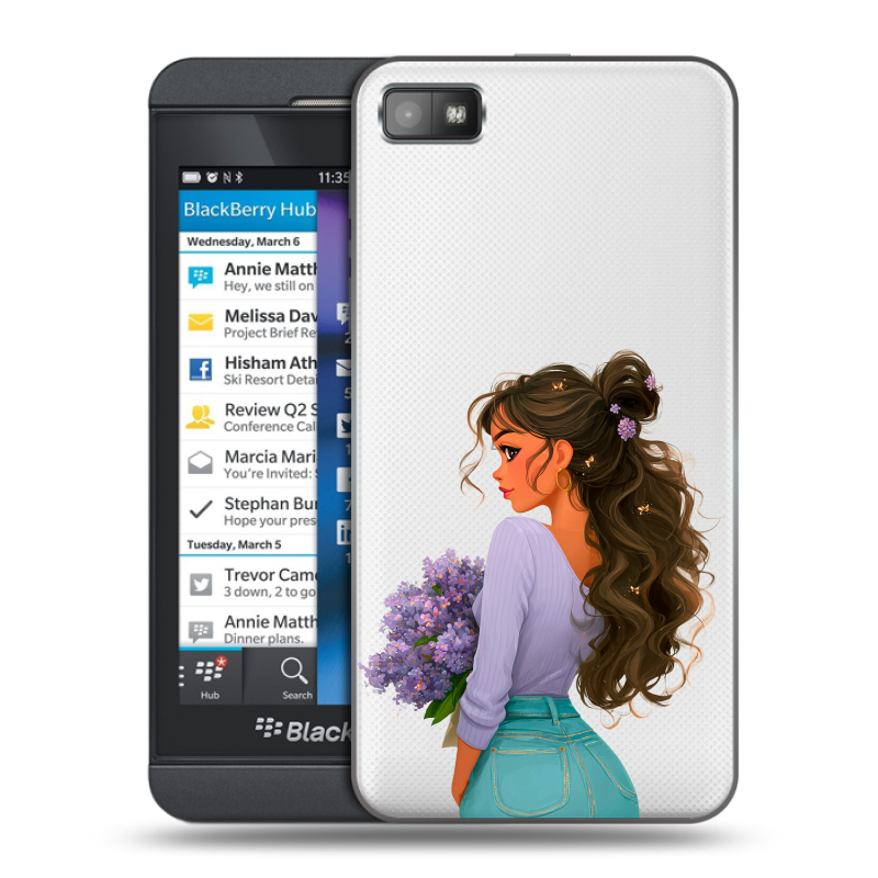 Пластиковый чехол на BlackBerry Z10 с принтом девушка цветы Пластиковый чехол на BlackBerry Z10 с принтом девушка цветы