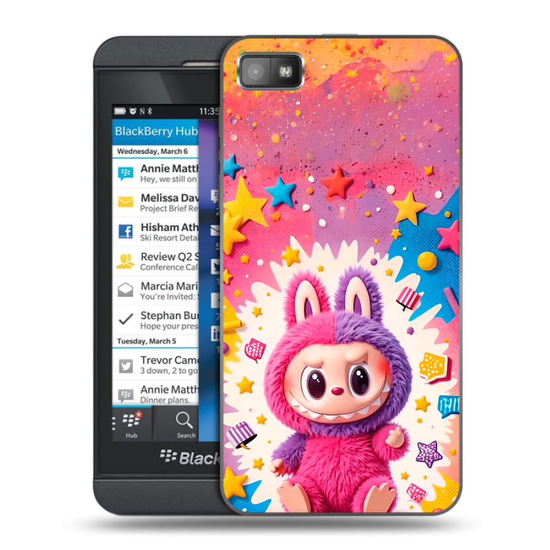 Пластиковый чехол на BlackBerry Z10 с принтом Labubu Лабубу Пластиковый чехол на BlackBerry Z10 с принтом Labubu Лабубу