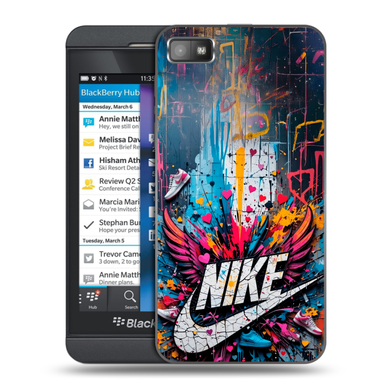 Пластиковый чехол на BlackBerry Z10 с принтом Nike Найк Пластиковый чехол на BlackBerry Z10 с принтом Nike Найк